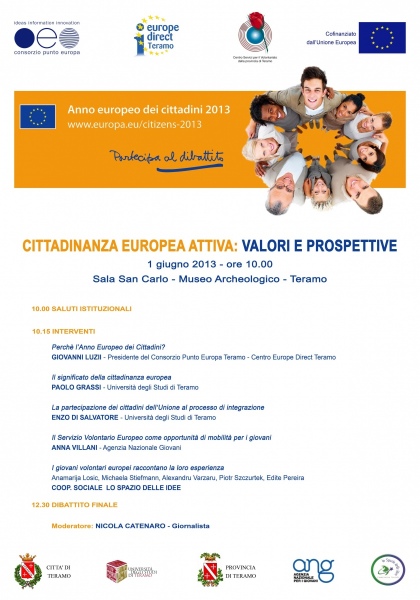 Sabato il convegno "Cittadinanza europea attiva valori e prospettive" nella sala San Carlo